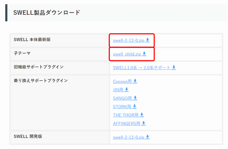 SWELLダウンロード画面